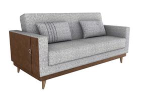 Sofa Esther Marrom c Linho Claro Compose sofa cama 3 lugares