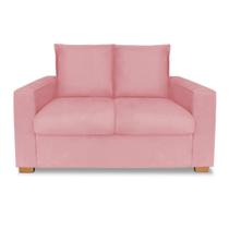 Sofá Estofado 2 Lugares Para Sala De Estar Denver Suede Rosa - DL DECOR - Doce Lar Decorações