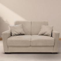 Sofá Estofado 2 Lugares Sala Estar Recepção Mariana Suede Cor:Bege