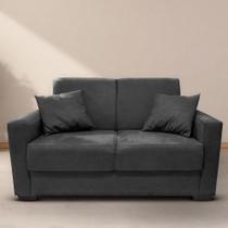 Sofá Estofado 2 Lugares Sala Estar Recepção Sofia Suede Preto
