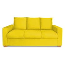 Sofá Estofado 3 Lugares Para Sala De Estar Denver Suede Amarelo - DL DECOR