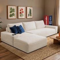 Sofá Evo. 2,70m Molas Ensacadas com Chaise Lounge Esquerda Velourê Cama inBox
