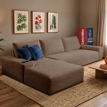 Sofá Evo. 2,70m Molas Ensacadas com Chaise Lounge Esquerda Velourê Cama inBox