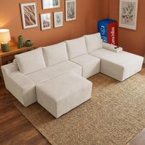 Sofá Evo. 3,40m Molas Ensacadas com Apoio Chaise Lounge Direita Velourê Cama inBox
