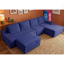 Sofá Evo. 3,40m Molas Ensacadas com Apoio Chaise Lounge Direita Velourê Cama inBox