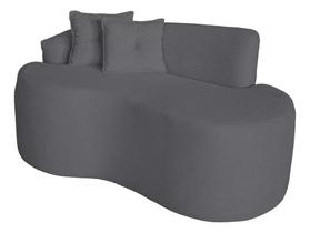 Sofá Feijão Curvo Pequeno 2 Lugares Moderno Forma Orgânica Bouclé Cinza