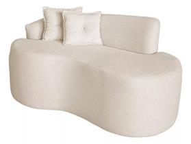 Sofá Feijão Curvo Pequeno 2 Lugares Moderno Forma Orgânica Bouclé Creme