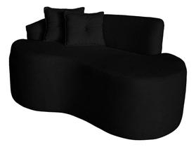 Sofá Feijão Curvo Pequeno 2 Lugares Moderno Forma Orgânica Bouclé Preto