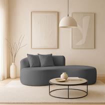 Sofá Feijão de Canto Curvado Elegante 2 Lugares Bouclé Cor