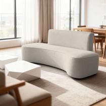 Sofá Feijão Orgânico Curvo 3 Lugar Suede Sala Contemporânea