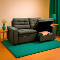 Sofá Filipinas SMP Retrátil Com Baú Veludo 2,08m Grafite Sofá Filipinas SMP Retrátil Com Baú Veludo 2,08m Grafite