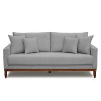 Sofá Fixo 03 Lugares Base Madeira Com Almofadas DDS190