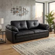 Sofá Fixo 2 Lugares 175cm Couro Legítimo California Preto Sofá Fixo 2 Lugares 175cm Couro Legítimo California Preto