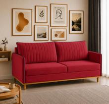 Sofá Fixo 2 Lugares Living Persa Veludo Vermelho