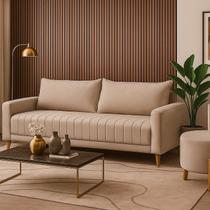 Sofá Fixo 2 Lugares para Sala Living 182cm Roma Bege