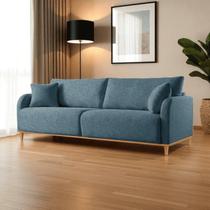 Sofá Fixo 3 Lugares Luxo 200cm Camila Azul Sofá Fixo 3 Lugares Luxo 200cm Camila Azul