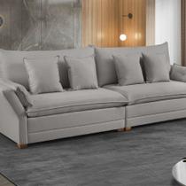 Sofá Fixo 5 Lugares M-198 2,70m Molas Bonnel Almofadas Soltas Linho Estofados Martins