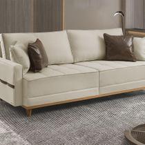 Sofá Fixo 5 Lugares M-203 2,40m Estofados Martins Creme Sofá Fixo 5 Lugares M-203 2,40m Estofados Martins Creme