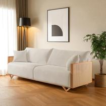 Sofá Fixo Arthur 4 Lugares Luxo 2,50m Castellar Móbile Branco material sintético Off White Sofá Fixo Arthur 4 Lugares Luxo 2,50m Castellar Móbile Branco material sintético Off White