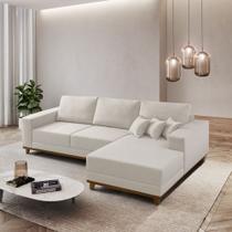 Sofá Fixo Com Chaise 2,5M Cronos Linho Com Molas Lado Direito Meu Sofá Online