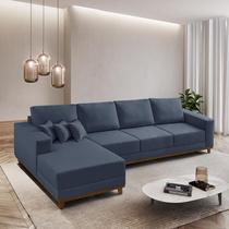 Sofá Fixo Com Chaise 2,5M Cronos Linho Com Molas lado Esquerdo Meu Sofá Online