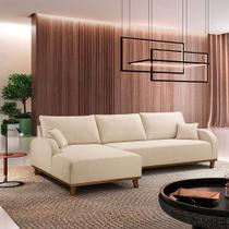 Sofá Fixo Com Chaise 3M Albano Linho Com Molas Lado Esquerdo Meu Sofá Online