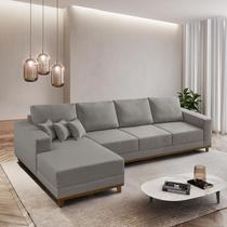 Sofá Fixo Com Chaise 3M Cronos Linho Com Molas Lado Esquerdo Meu Sofá Online