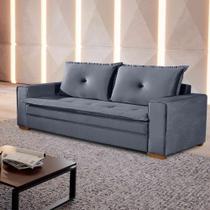Sofá Fixo De 3 Lugares Unique 2,10m - Tudo De Móveis Cinza