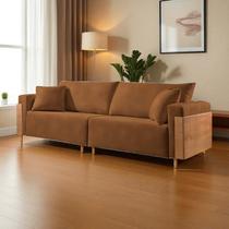 Sofá Fixo Heitor 3 Lugares Luxo Pé de Madeira 2,0m Castellar Móbile