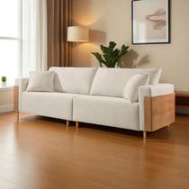 Sofá Fixo Heitor 3 Lugares Luxo Pé de Madeira 2,0m Castellar Móbile