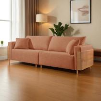 Sofá Fixo Heitor 3 Lugares Luxo Pé de Madeira 2,0m Castellar Móbile