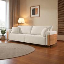 Sofá Fixo Heitor 3 Lugares Luxo Pé de Metal 2,0m Castellar Móbile Branco material sintético Off White Sofá Fixo Heitor 3 Lugares Luxo Pé de Metal 2,0m Castellar Móbile Branco material sintético Off White