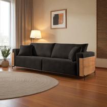 Sofá Fixo Heitor 3 Lugares Luxo Pé de Metal 2,0m Castellar Móbile