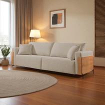 Sofá Fixo Heitor 3 Lugares Luxo Pé de Metal 2,20m Castellar Móbile