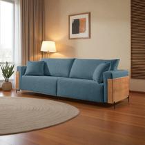 Sofá Fixo Heitor 3 Lugares Luxo Pé de Metal 2,20m Castellar Móbile