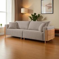 Sofá Fixo Heitor 4 Lugares Luxo Pé de Madeira 2,40m Castellar Móbile