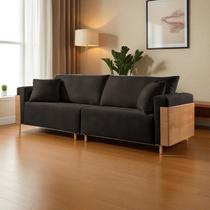 Sofá Fixo Heitor 4 Lugares Luxo Pé de Madeira 2,80m Castellar Móbile