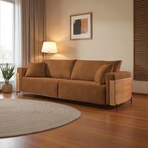 Sofá Fixo Heitor 4 Lugares Luxo Pé de Metal 2,60m Castellar Móbile