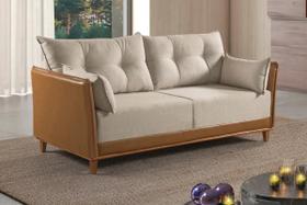 Sofa fixo living miletto 1,80 em linho e material sintético