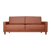 Sofá Fixo Material Sintético 2 metros 3 Lugares 2 Almofadas Base de Madeira Maciça Eucalipto Escritório Sala de Estar Re