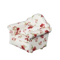 Sofá floral em miniatura Dollhouse em escala 1:12 em tecido 8,0 cm