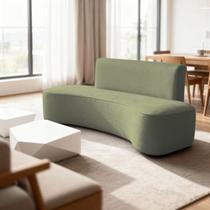 Sofá Forma Orgânico 3 Lugares Recepção Sala Curvo Escritório Cor:Bege