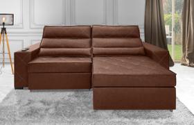 SOFÁ FRANCE EXCLUSIVI cm COURO com BRAÇO DE INDUÇÃO 2.30m COR Marrom