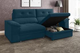 Sofá Galaxy 2,23m Retrátil e Reclinável Com Baú Velosuede Royal - NETSOFAS