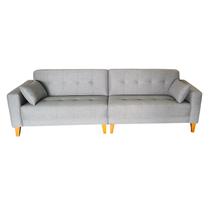 Sofá Gianni Bipartido 250cm Pé Trapézio Claro Tecido Linho