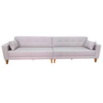 Sofá Gianni Bipartido Tecido Acquablock Pé Trapézio Claro 350cm