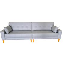 Sofá Gianni Bipartido Tecido Corano Pé Trapézio Claro 250cm