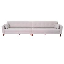 Sofá Gianni Bipartido Tecido Linho Pé Trapézio Escuro 350cm