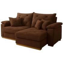 Sofá Gran Plus 200cm em Veludo 3 Lugares com Molas Ensacadas Retrátil e Reclinável Império Cor Marrom
