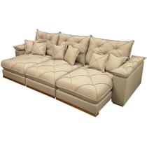 Sofá Gran Plus 320cm em Veludo com Molas Ensacadas 6 Lugares 3 Módulos Retrátil e Reclinável Império Cor Bege Sofá Gran Plus 320cm em Veludo com Molas Ensacadas 6 Lugares 3 Módulos Retrátil e Reclinável Império Cor Bege